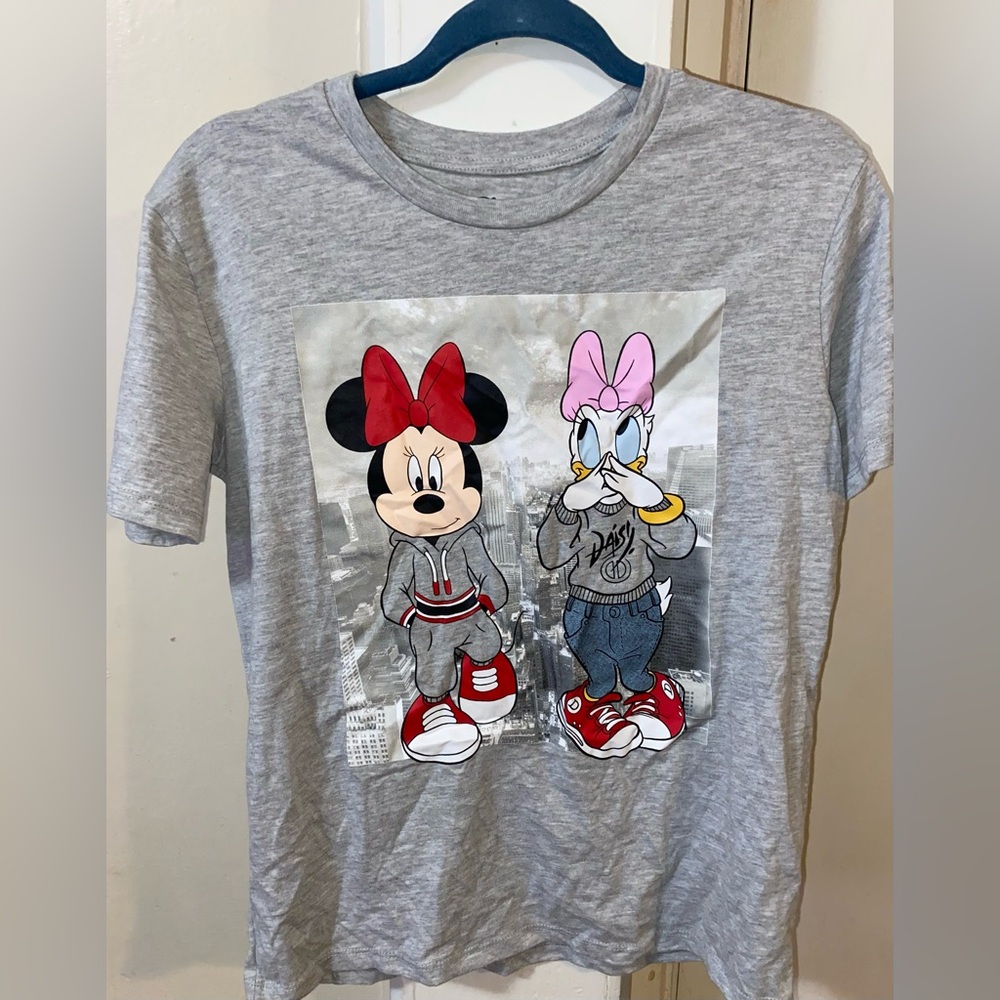 Disney Gray Tee with Minnie and Daisy